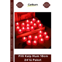 Özel Üretim Dekoratif Romantik Led Işıklı Kırmızı Sevgililer Günü Pilli Kalp Mum 18cm 24'lü Paket