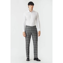 Bisse Erkek Regular Fit Platinum Ekoseli Klasik Pantolon GRİ Gri