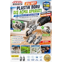Pprc Pvc Plastik Boru Diş Açma Seti 2 Li 1/2 3/4 20-25mm Pafta Tesisatçı Klavuz Rayba Matkap Adaptörlü Tamir Onarım Montaj Aparatı