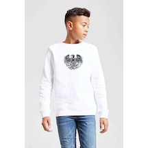 Tshirthane A Day To Remember Eagle Baskılı Unisex Çocuk Beyaz Sweatshirt Beyaz