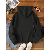 Startmore Unisex Oversize Kapüşonlu Kanguru Cepli Goodzila Baskılı Siyah Siyah