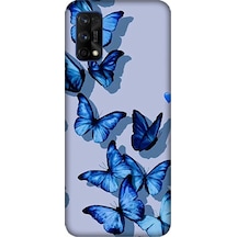 Realme 7 Pro Uyumlu Mavi Kelebekler Desenli Silikon Kılıf