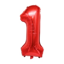 1 Rakam Kırmızı Folyo Balon 34 İnç 76-82 Cm Kırmızı