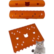 Kedi Oyuncağı Tüneli 1. Kalite 3mm Keçeden Geçmeli Kedi Ve Pati Figürlü 9 Renk A4