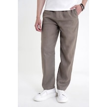 Oversize Kalıp Yan Cep Beli Lastikli Haki Keten Pantolon P 1216 Oversize Kalıp Yan Cep Beli Lastikli Haki Keten Pantolon P 1216