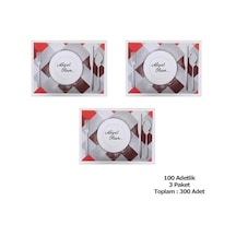 Amerikan Servis Kağıdı Afiyet Olsun Baskılı Beyaz Masa Örtüsü - 29 X 40 Cm. - 100 Adetlik 3 Paket Acı Kahverengi