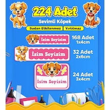 Sevimli Köpek Temalı Okul Kreş Kişiye Özel İsim Etiket Seti - Model 417 Çok Renkli