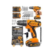 Schatz Pro 12v 1.5 Ah Darbeli Çelik Şanzıman Çift Akülü Bakır Sargılı Şarjlı Vidalama Matkap 24 Pcs Turuncu -