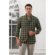 Advante Slimfit Ekoseli Yaka Düğmeli Mevsimlik Kumaş Erkek Gömlek 001