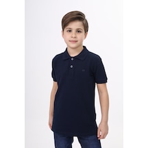 Toontoy Kids Toontoy Unisex Polo Yaka Düğmeli Uzun Kısa Tişört Lacivert
