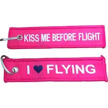 Bd Tekstil I Love Flyıng Baskılı Çift Taraflık Anahtarlık Pembe