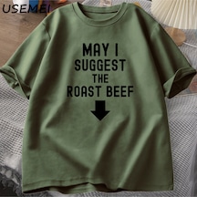Flood Of Style Kızartma Sığır Eti T Shirt Komik Yetişkin Baskılı T Shirt Erkekler Pamuk Kısa Kollu Erkek Tas Yeşil