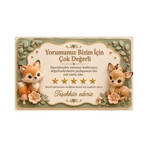 Papelia Sevimli Hayvanlar Temalı Thank You Kartı Müşteri Yorum Kartı 8x5 Cm - Yeşil - 148
