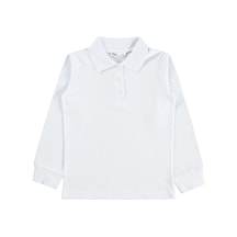 Civil Girls Civil Kız Çocuk Basic Polo Pike Badi Polo Pike Uzun Kol Gömlek Yaka - Polo Okul Kreş Ve Günlük Kullanım - Beyaz