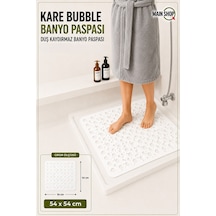 Mainshop Kare Bubble Banyo Ve Duş Paspası - 54 X 54 Cm Beyaz Kaymaz Mat M-149