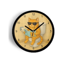 Soyut Kedi Modern Tasarım Duvar Saati - 30cm - Önü Camlı Siyah Kasa - Sessiz Mekanizma-jh0367 Siyah