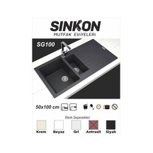 Sinkon Antrasit Granit Eviye 50 x 100 / 1.5 Göz - Sg100 - Sinkon