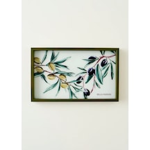 Bella Maison Olive Dekoratif Cam Tepsi Yeşil 22x37 Cm