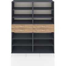 Hyperion Gardrop 10 Raflı 4 Çekmeceli 176x44x221 Antrasit-antrasit/çam Antrasit/çam