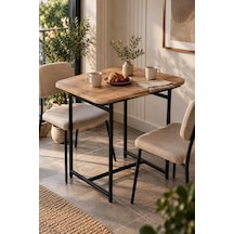 Sulorahome Kahverengi Suntalam Mutfak Masası Metal Ayaklı 72x52 Cm Açık Kahverengi
