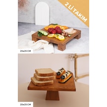 2 Li Tityos Küp Ayaklı 25x25 Cm Ve Piramit 25x25 Cm Ahşap Set