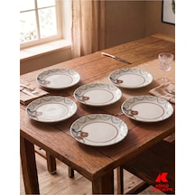 18 Cm Porselen Yemek Tabağı 6 Adet Çok Renkli