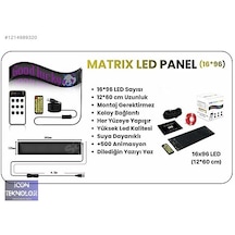 Led Matrix Panel Cama Telefon Kontrollü Led Ekran Panel Boy 16x96 Siyah