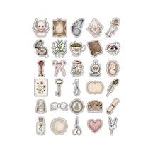 30 Adet Nostaljik Vintage Botanik Sticker Seti - Scrapbook Ajanda Laptop İçin Çok Renkli