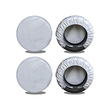 4adet Oxford Kumaş Araba Suv Lastik Kapağı 68-73cmx32cm Tekerlek Kol Çantası - Gümüş