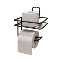 Yapışkanlı Raflı Tuvalet Kağıtlığı - Mat Siyah Metal, Paslanmaya Dayanıklı Deliksiz Banyo Düzen Diğer