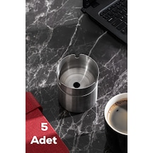 Porsima Etn-236 Large 5 Li Paslanmaz Çelik Metal Kül Tablası - Kapaklı Rüzgar Geçirmez Küllük