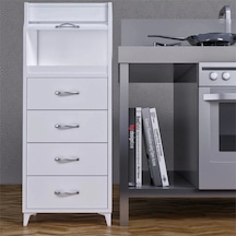 Ahşap Bombeli Tek Çekmeceli Mutfak Kiler Dolabı Ekmeklik Beyaz Kurulu