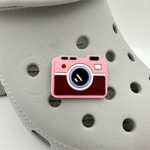 Crocs Terlik Süsü Ve Aksesuarı , Çanta Süsü Jibbitz 3d Kabartma Fotoğraf Makinası 04 Görsel Figür Aksesuar Pembe-beyaz-bordo-siyah