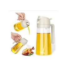 2'li Çift Fonksiyonlu Cam Yağdanlık 450ml Kulplu Zeytinyağı Sıvıyağ Şişesi Airfryer Sprey Yağlık Bey Diğer