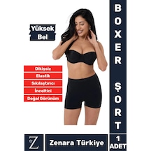Gündelik İz Göstermez Vücut Sıkılaştıran İncelten Toparlayan Dikişsiz Yüksek Bel Boxer Şort Korse Siyah