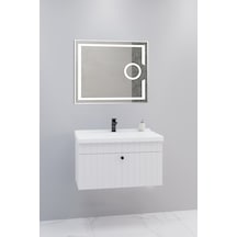 Alice 80 Cm Banyo Dolabı Kiev Led Aynalı Beyaz - Boy Dolap Hariç Beyaz