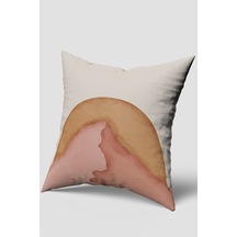 Krem Pembe Bohem Desenli Kırlent Kılıfı Kahverengi