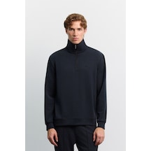 Avva Erkek Siyah Dik Yaka Fermuarlı Modal Karışımlı Soft Touch Regular Fit Sweatshirt A62y1271