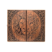 Aslan Motifli Eko Damasız Tavla 50x30x8 Cm