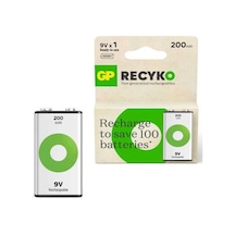 Gp Recyko 9 V 200 Mah Şarjlı Pil