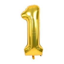 1 Rakam Folyo Gold Renk Balon Küçük 35 Cm Sarı
