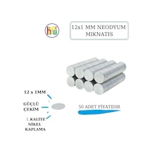 Neodyum Mıknatıs Nikel Kaplama 12Mm X1 Mm 50 Adet Fiyatıdır