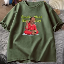 Flood Of Style Snoop Dogg Rap Rasta Kral Müzik Grubu T-shirt Erkekler Pamuk Kısa Kollu Tee Boy Grafik Yeşil