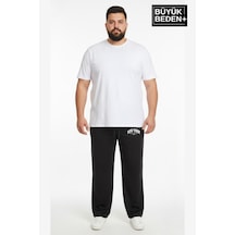 Süperlife Erkek Büyük Beden New York Baskılı Rahat Kesim Paça Reçme İnce Eşofman Altı Spr26ea952-5 Siyah