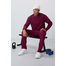 Tommy Life Erguvan Kompakt Pamuklu Kalın Pürüzsüz Dokulu O Yaka Comfort Fit Erkek Eşofman Takım -85263 Mor