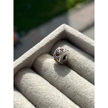 Turuncu Taşlı Klips Charm Asafaccessory Gümüş