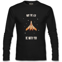 May The Fourth Spaceship And Stars Siyah Erkek Sweatshirt 001