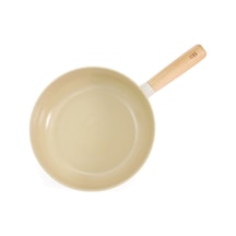 Neoflam 26 CM Döküm Ahşap Saplı Wok Tava Bej