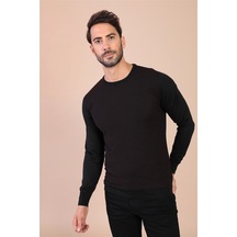 Ferraro Bisiklet Yaka Superfine Yün Kazak - Siyah Siyah (490433824) Siyah