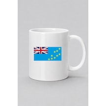 Tuvalu Bayrağı Baskılı Kupa Bardak Beyaz